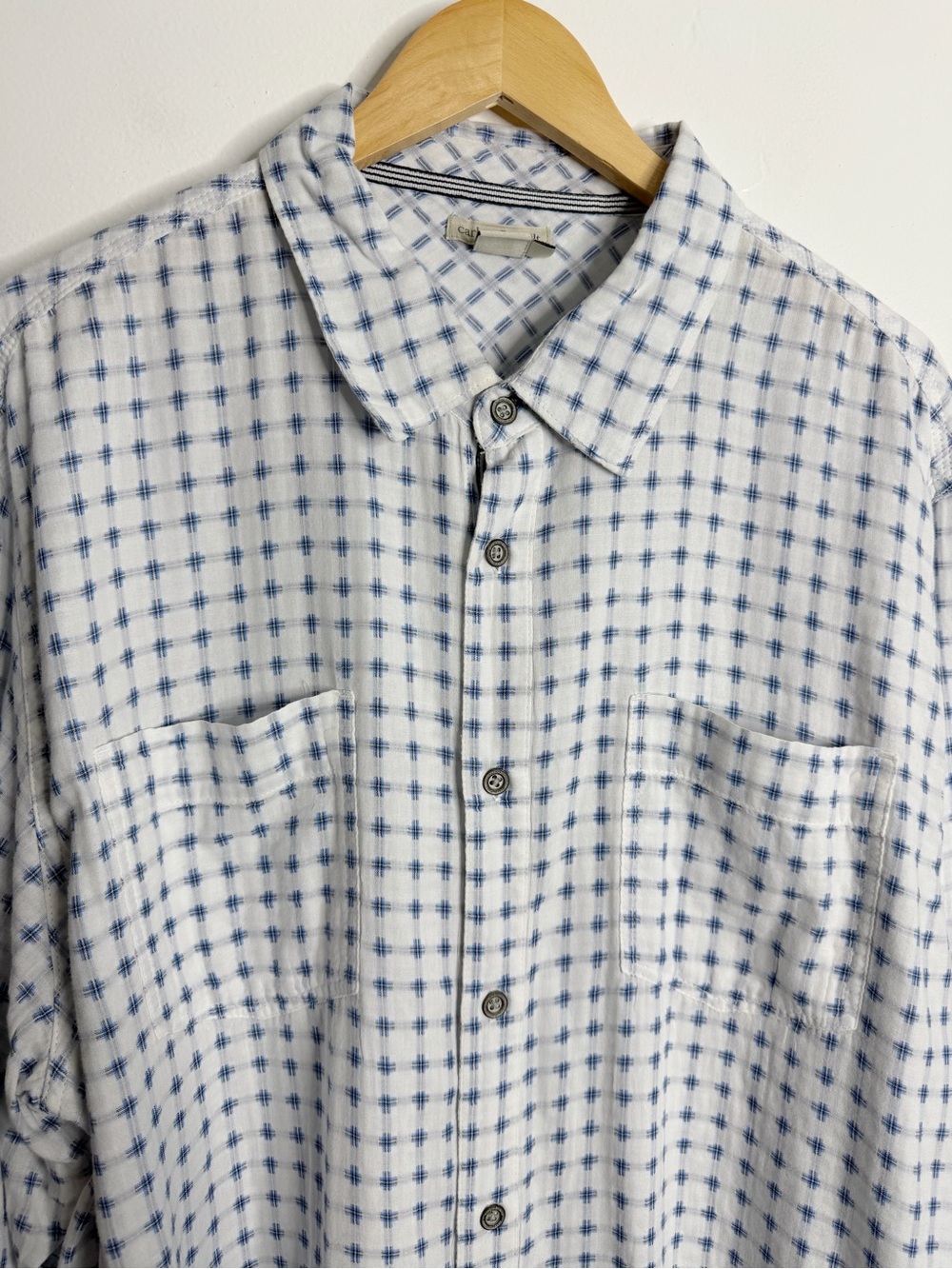 Carbon2Cobalt Men’s XL Blue White Plaid Button Down Shirt Coastal Preppy Casual